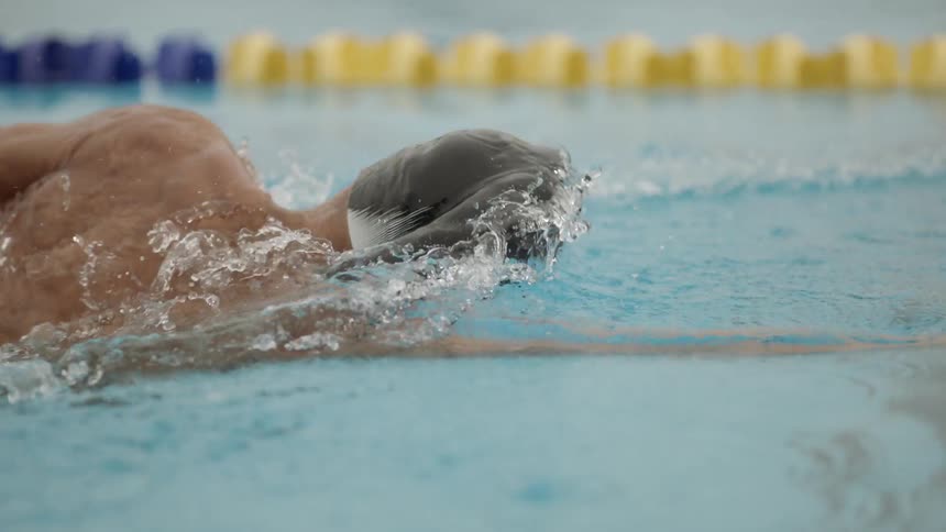 A footage of a swimmer swimming