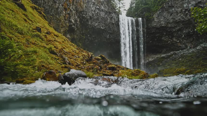 Water is falling from a water fall