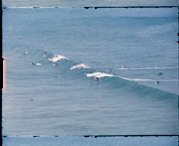People are surfing near the shore of the beach
