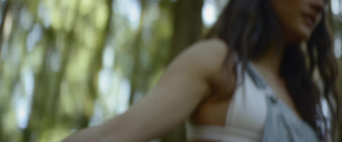 Girl hiking in woods