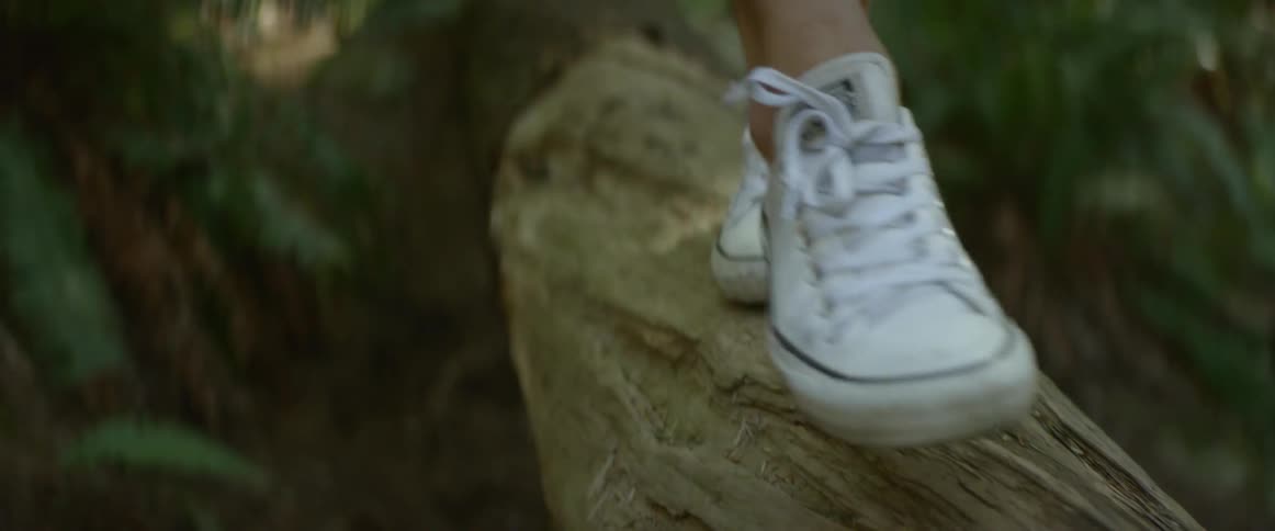 A person is walking on a log
