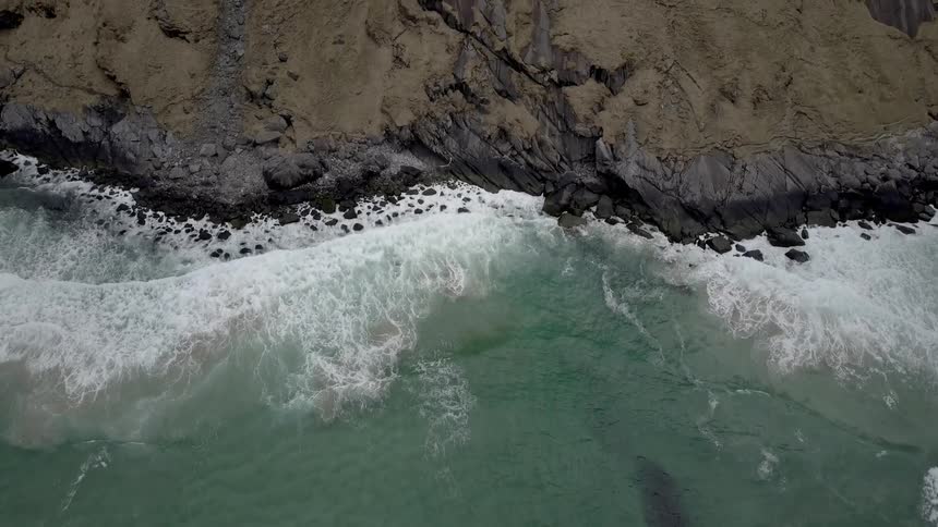 An aerial view of a coastal