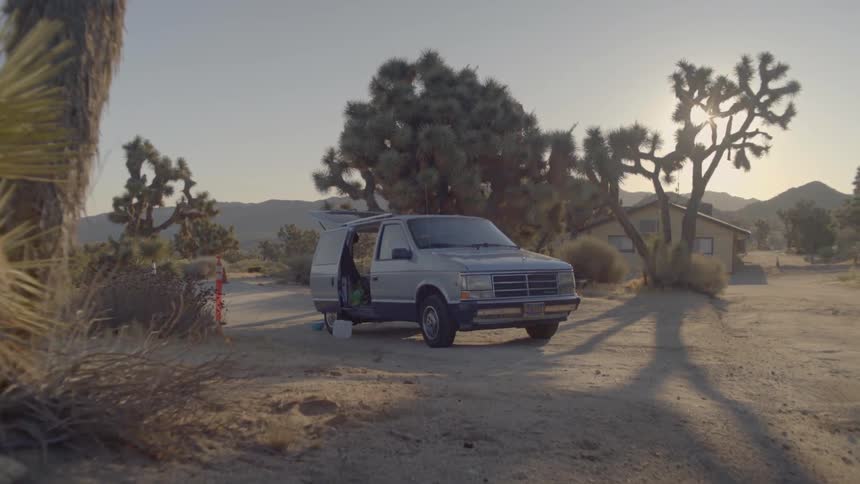 A camper van in Joshua Tree campground