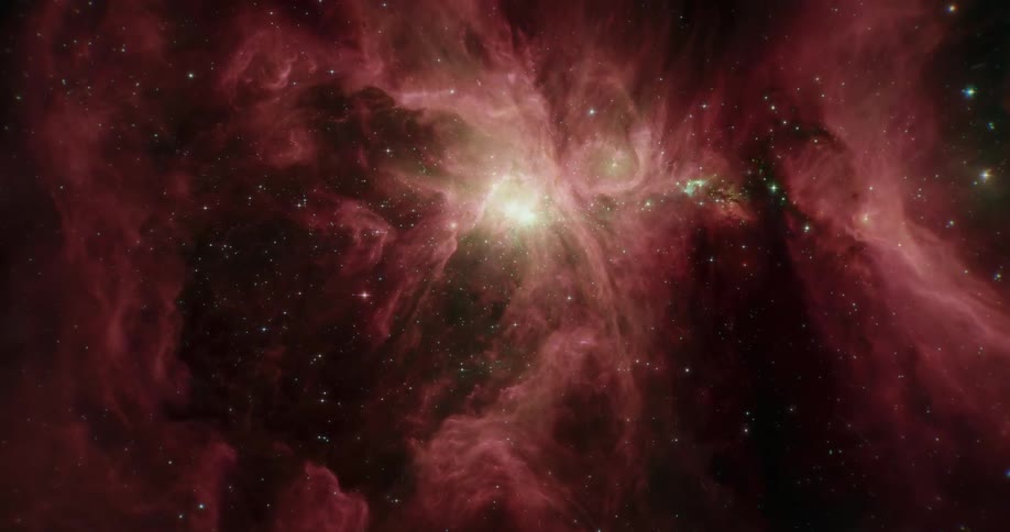 Flying toward a distant Nebula in space