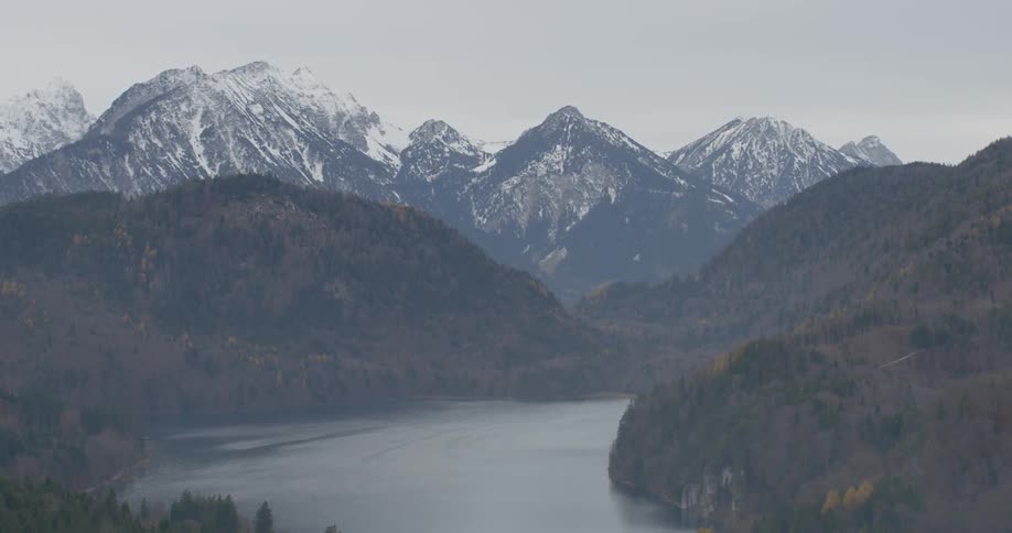 River base below a mountain range