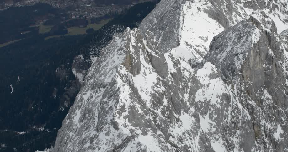 Birds eye view of the snow covered mountains