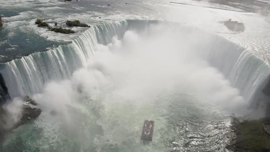 An aerial view of a great waterfall