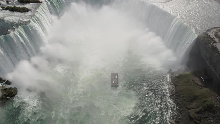 Birds eye view of crashing waterfalls
