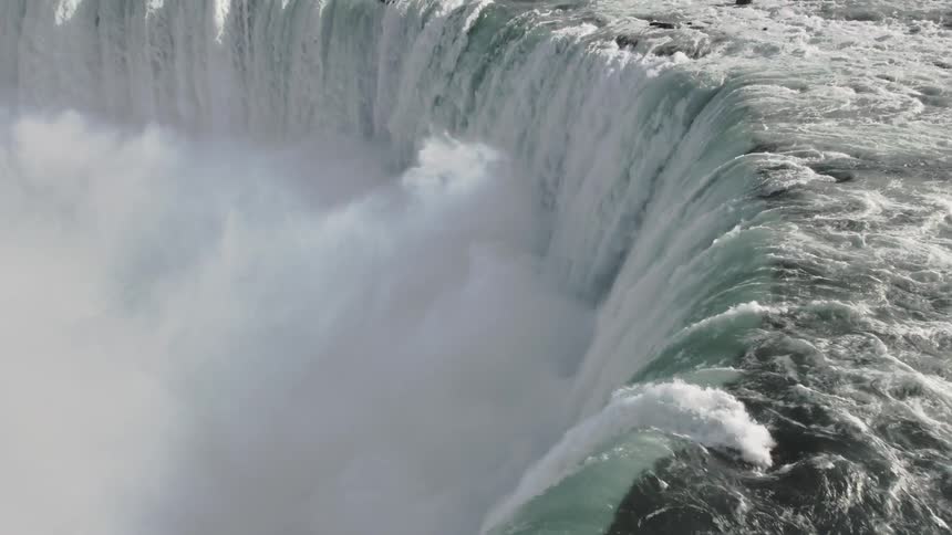 An aerial view of a waterfall
