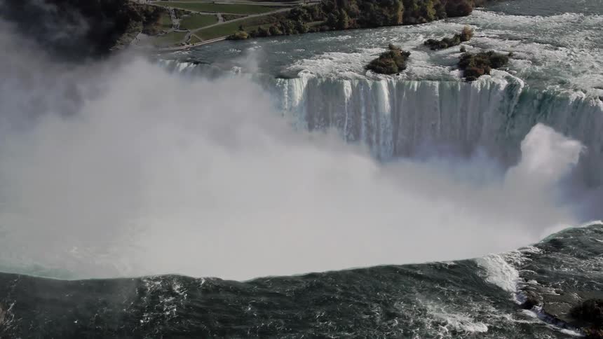 An aerial view of a waterfall