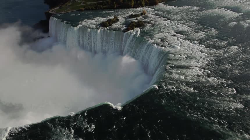 An aerial view of a beautiful waterfall