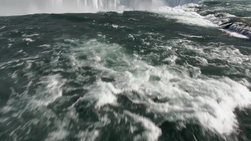 An aerial view of a waterfall