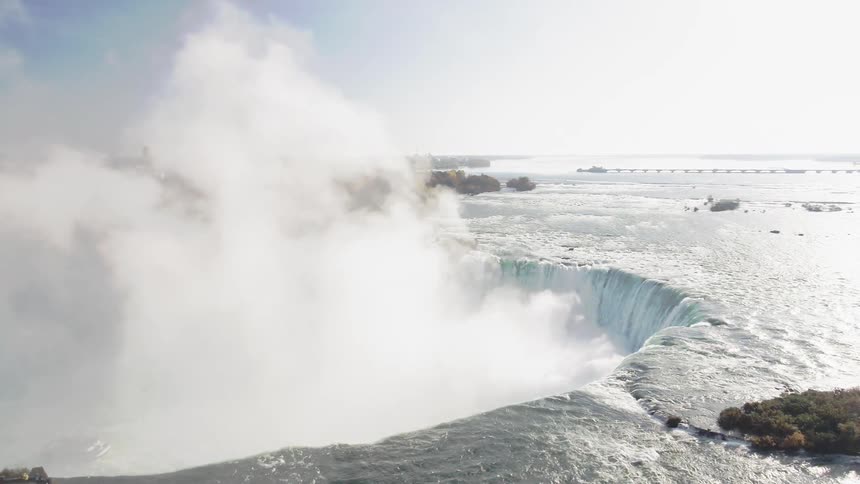 An aerial view of a waterfall