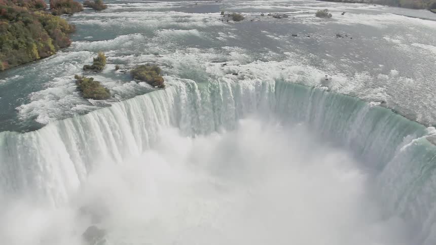 An aerial view of a great waterfall