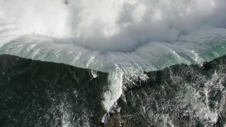A wide waterfall during the door
