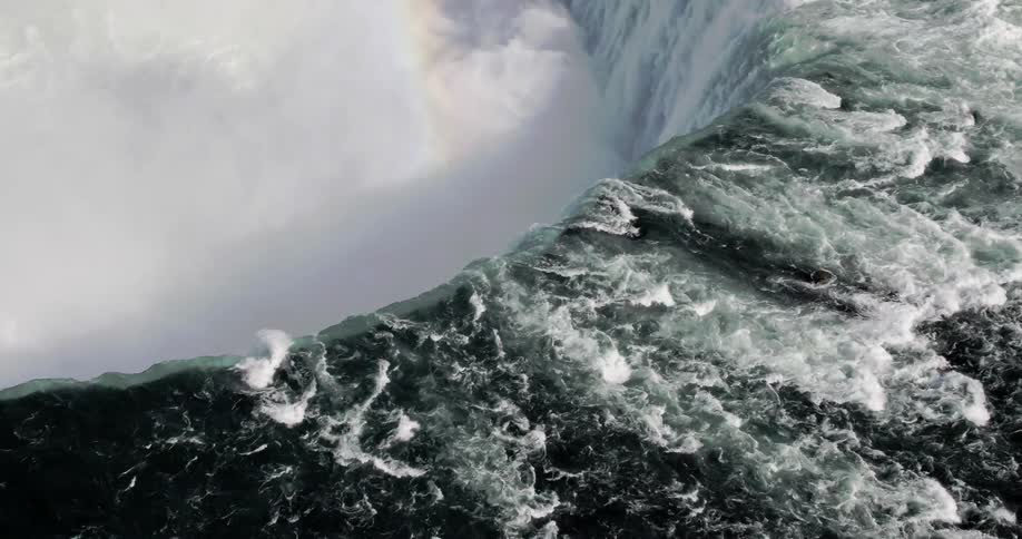 An aerial view of a waterfall
