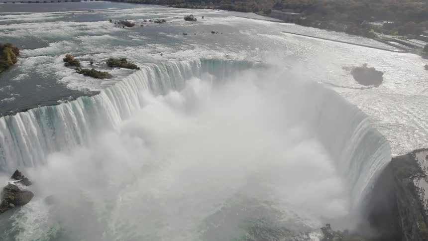 An aerial view of a great waterfall