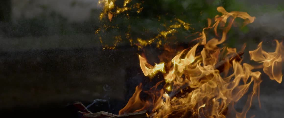 A slow motion of a bonfire