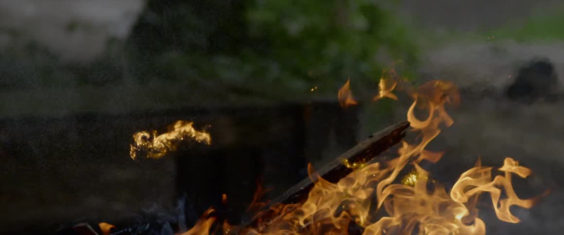 A slow motion footage of a camp fire