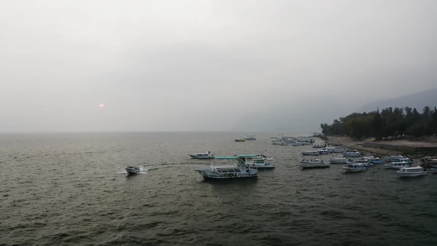 A scenery of a dock near an island
