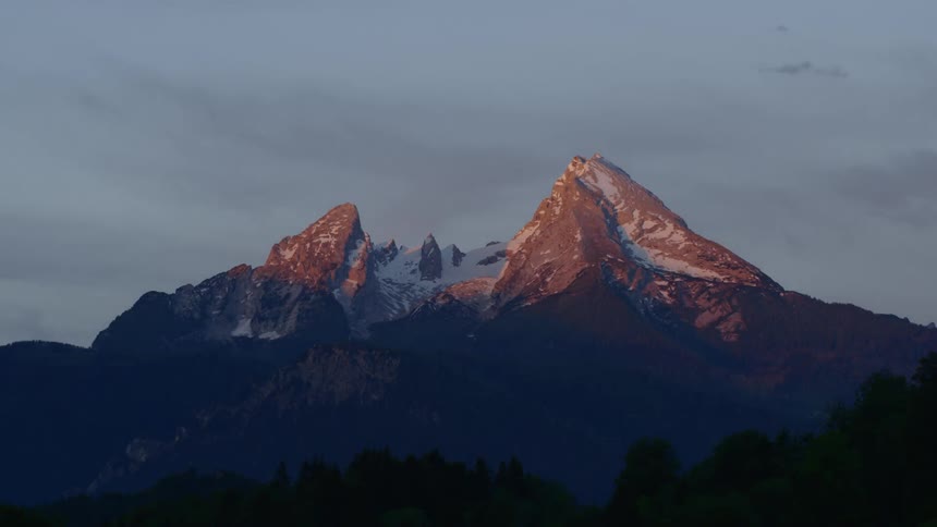 A scenery of a snow mountain