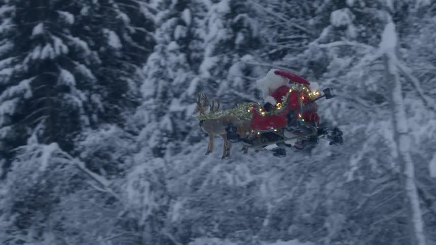 A footage of a drone flying in the winter