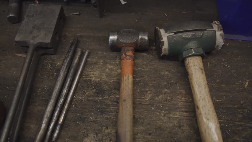 Tools sit on a workbench