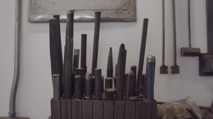 A zooming shot of metal sticks