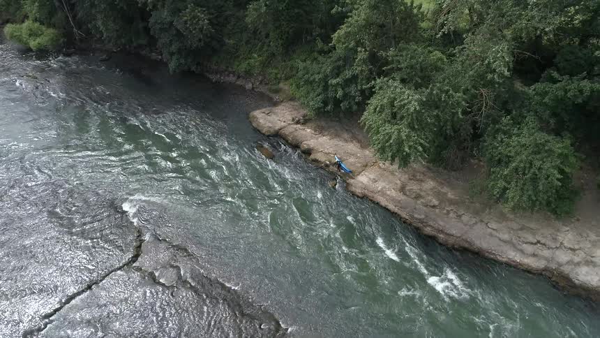 An aerial view of a river
