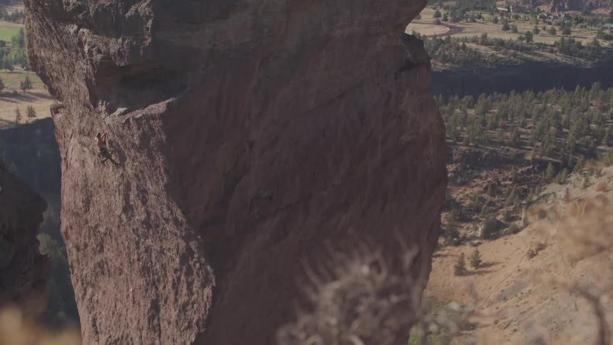 An aerial view of a big rock