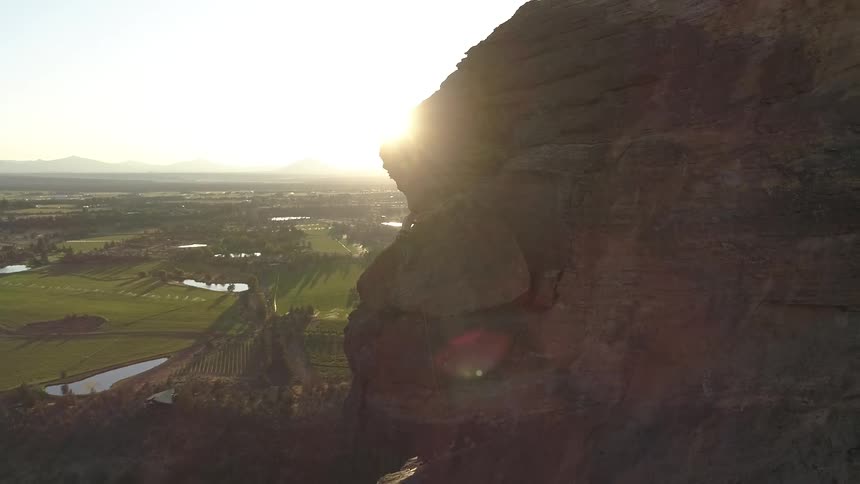 An aerial view of a big rock