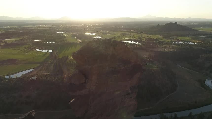 An aerial view of a big rock
