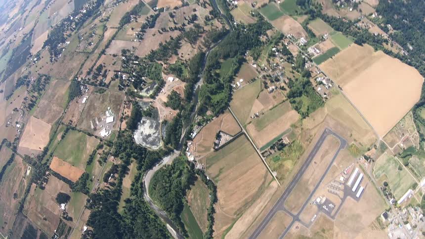An aerial view from a person skydiving
