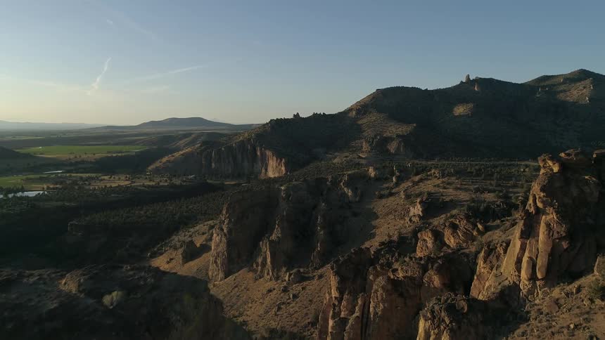An aerial view of a rocky mountain