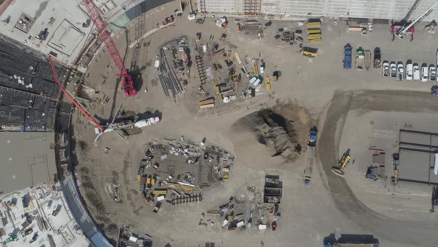 Birds eye view of a construction site