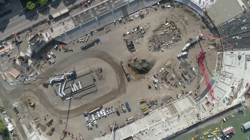 A large stadium is being constructed
