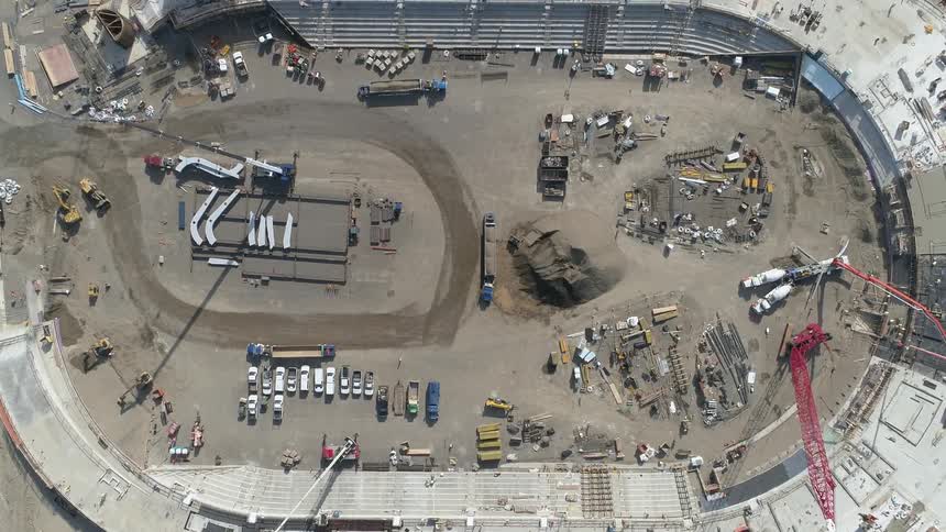 Birds eye view of a construction zone