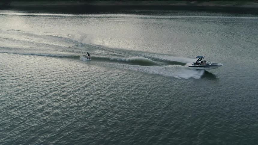 A jet ski sailing in the lake