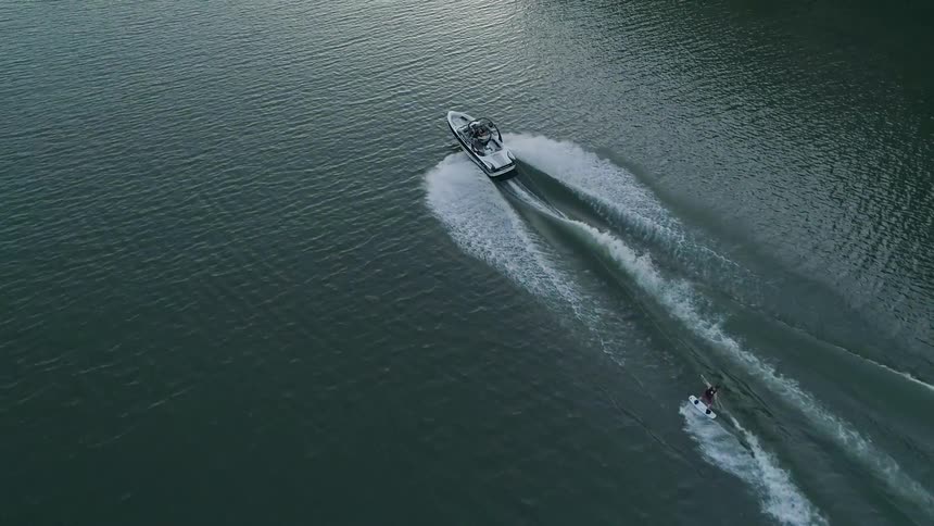 A boat sailing in the lake
