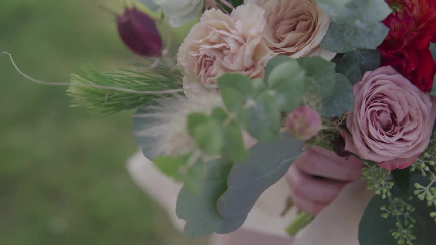 A flower bouquet at the park