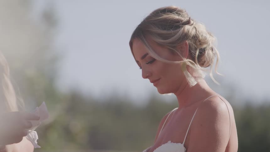 A beautiful woman stare at her couple