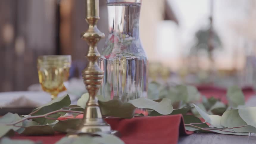 A scenery of a wedding dinner table