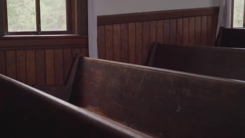 Close up of benches in a church
