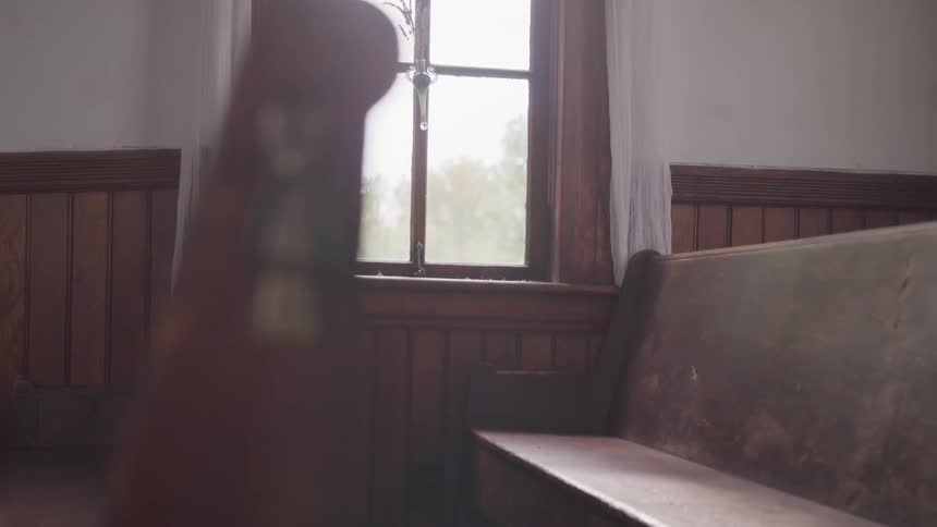 A shot of an empty church pew