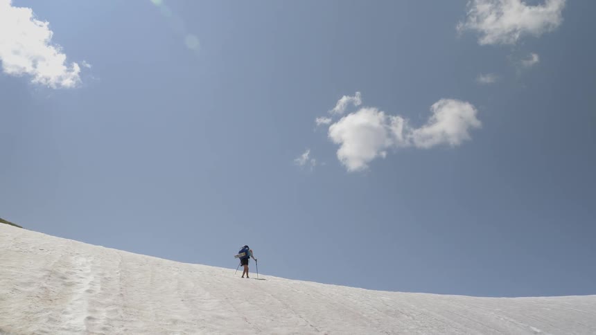 A person walk in the snow