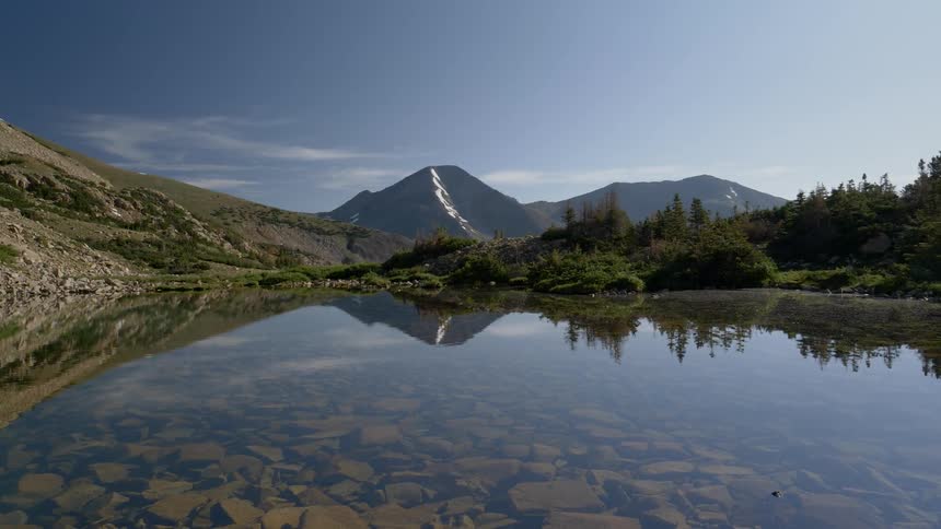 A clear lake near the forest