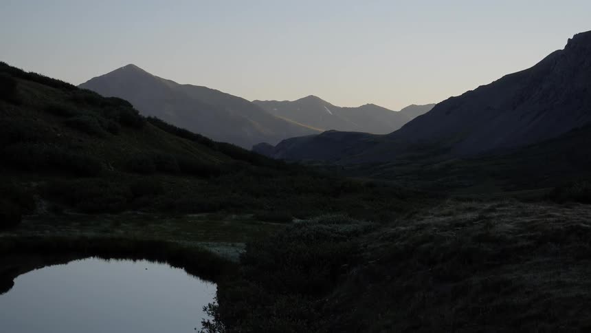 Wide shot of mountainous region