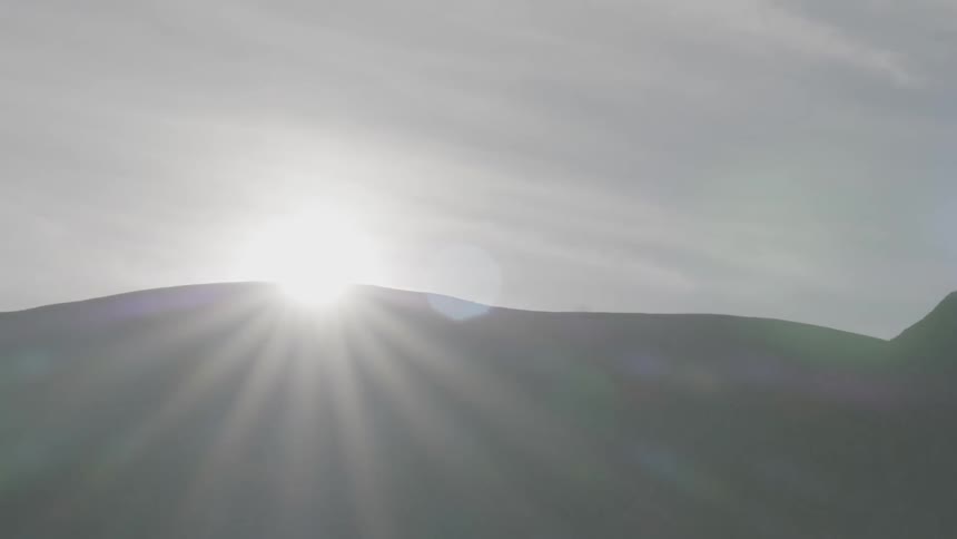 Sun goes down behind the mountain