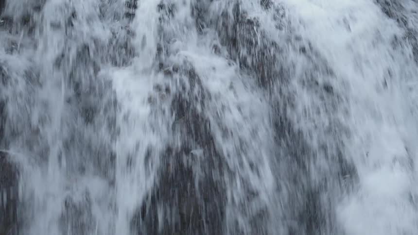 A close up view of a waterfall