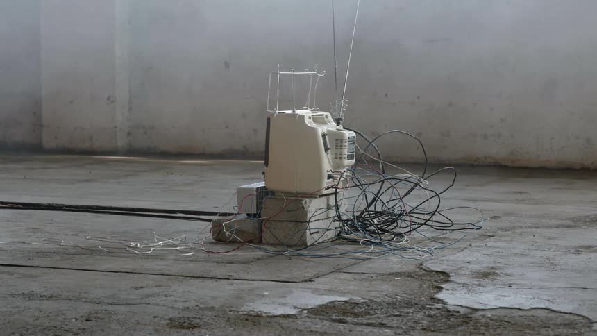 A white monitor in a room
